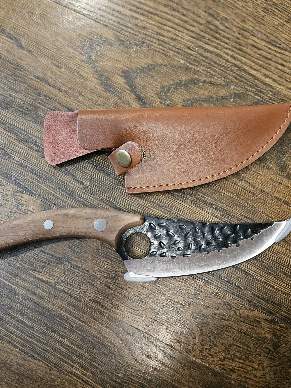 Siedo Handcrafted Brown Wood Carbon Steel Japanese Senjutsu Butcher Knife